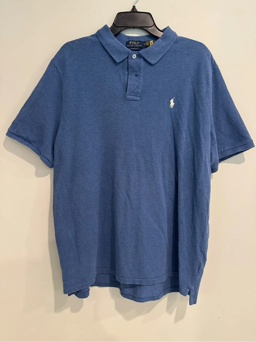 Ralph Lauren Solid Blue Classic Fit Short-Sleeve Polo with Embroidered Pony, XL